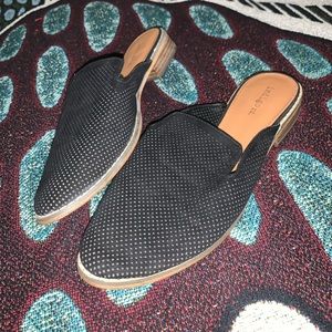 Black Indigo Mule Slide Flats 8